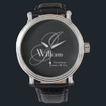 Groomsman Gift Elegant Monogram och Namn Classic Armbandsur<br><div class="desc">Groomsman Marskalkars ger Elegant Monogram och Namn Classic Watch. Groomsman, vintagens första mongram, namn och den klassiska klockan. Lägger till den extra speciella beröringen till din Groomsman-gåva. Klicka på Anpassa den här mallen om du vill anpassa den med ditt monogramefternamn som första namn, ditt första namn och bröllop-datum snabbt och...</div>
