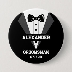 Groomsman Gift med eget namn och Bröllop-datum Knapp