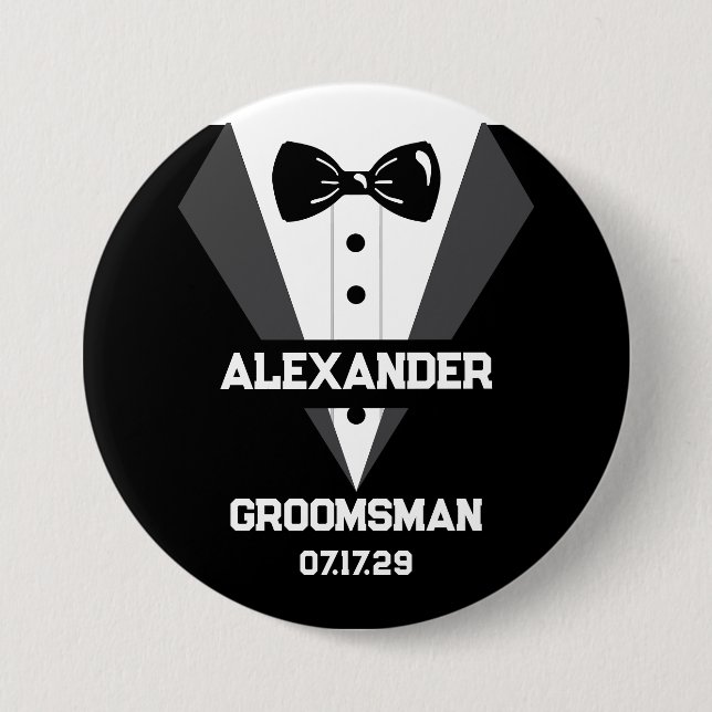 Groomsman Gift med eget namn och Bröllop-datum Knapp (Framsida)