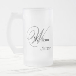 Groomsman Gift Modern Monogram Initial & Namn Cool Frostat Ölglas