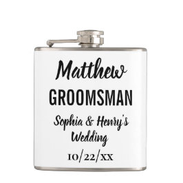Groomsman Gift Modern Typography Bröllop Fickplunta