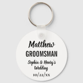 Groomsman Gift Modern Typography Bröllop Nyckelring