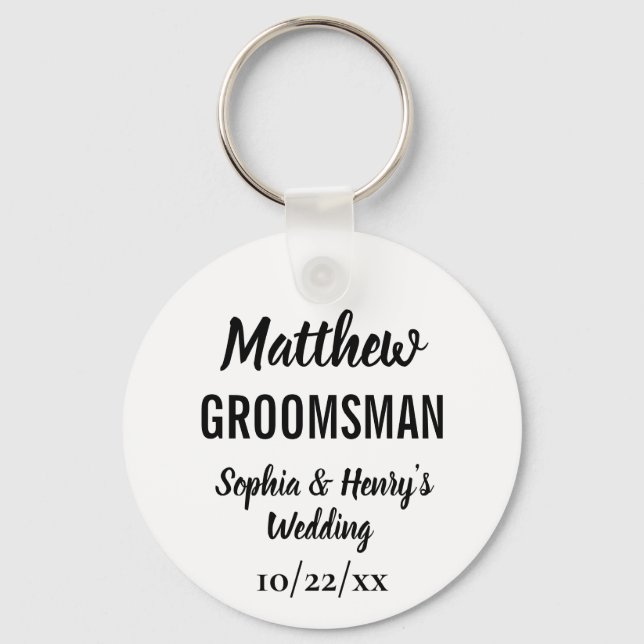 Groomsman Gift Modern Typography Bröllop Nyckelring (Framsida)