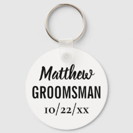 Groomsman Gift Modern Typography Bröllop Nyckelring