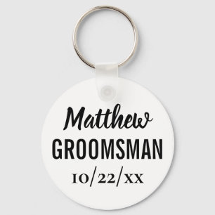 Groomsman Gift Modern Typography Bröllop Nyckelring