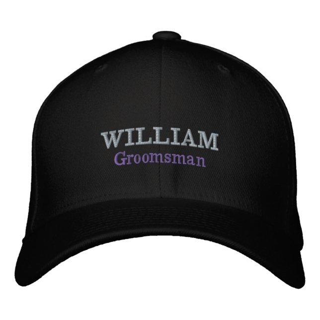 Groomsman Gift Script Namn Coola Black Classic Broderad Keps (Framsida)