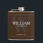 Groomsman Gift Script Namn Rustic Chic Brown Fickplunta<br><div class="desc">Groomsman Gift Script Rustic Chic Brown Flask. Klicka på Anpassa den här mallen för att anpassa den med det inledande monogrammet, det första namn och giftermål-datumet snabbt och enkelt. Fraktaser över hela världen snabbt. Groomsman Gift Script Namn Rustic Chic Brown Flask.Skapat av artist RjFxx *Alla höger reserverade. #GroomsmanFlask #GroomsmanGift #ZazzleMade...</div>