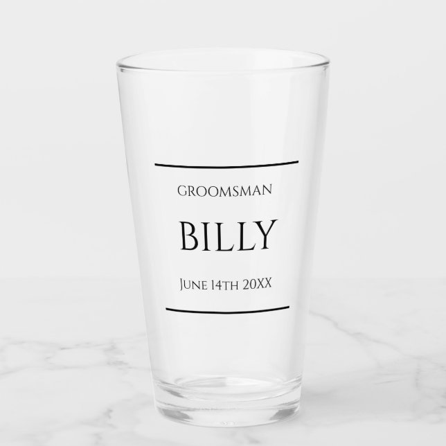 Groomsman Glass Gift Beer Pint Favor Bröllop Namn Glaskopp (Framsida)
