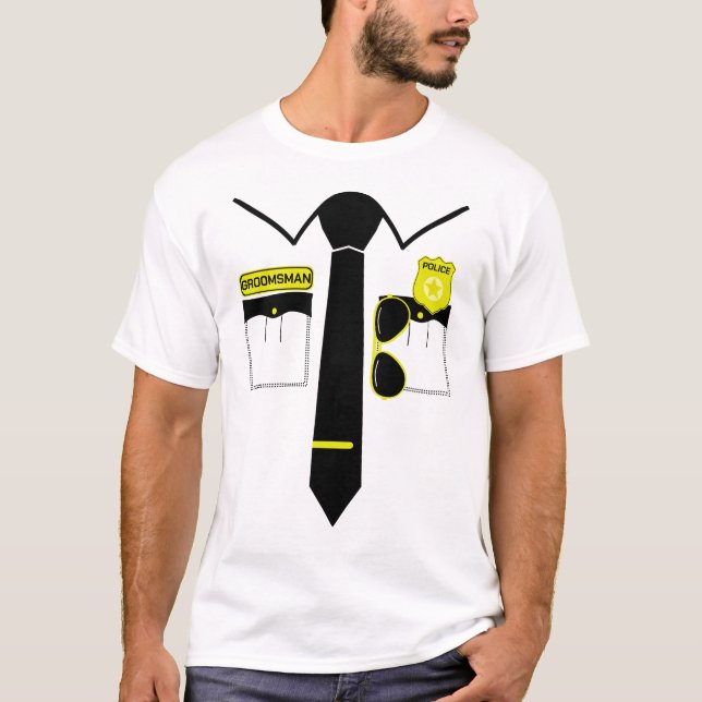 Groomsman Groom Squad Police Dress FBI Funny Gift T Shirt (Framsida)