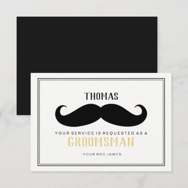 Groomsman-kort - din stache inbjudningar (Fram/baksida)
