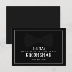 Groomsman-kort för kostym uppåt - svart på svart s inbjudningar