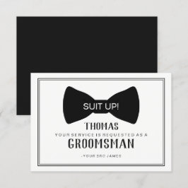 Groomsman-kort för kostym uppåt - svart sida inbjudningar