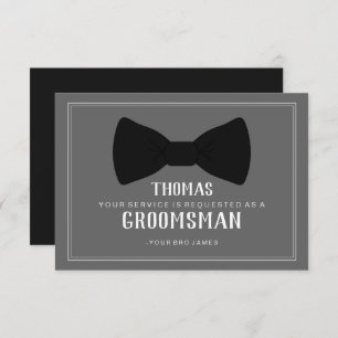 Groomsman-kort för kostym uppåt - svart sida inbjudningar