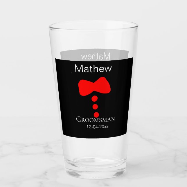 Groomsman lägger till namn-årets svarta skjortor t glaskopp (Framsida)