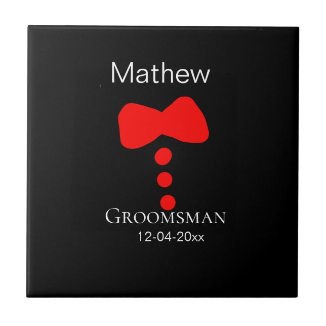 Groomsman lägger till namn-årets svarta skjortor t kakelplatta (Framsidan)