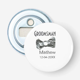 Groomsman lägger till namn datum år grått-kolvstex flasköppnare