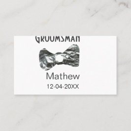 Groomsman lägger till namn datum år grått-kolvstex visitkort