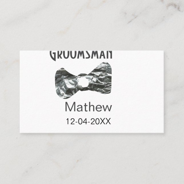 Groomsman lägger till namn datum år grått-kolvstex visitkort (Framsida)