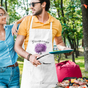 Groomsman Lila Heart Löv Träd Bröllop Förkläde