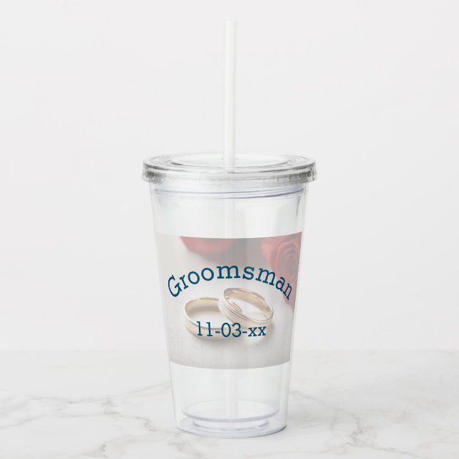 Groomsman med Bröllop-datum Take Away Mugg (Framsida)