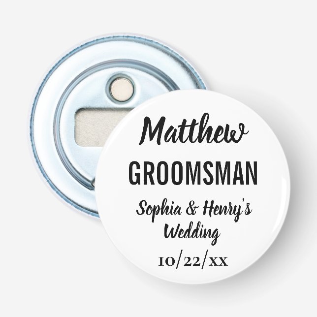 Groomsman Modern Bachelor Party Bröllop Gift Flasköppnare (Framsidan)