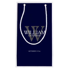 Groomsman Modern Monogram Namn Elegant Navy Blue