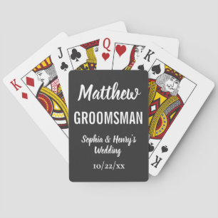 Groomsman Modern Typography Black Bröllop Casinokort