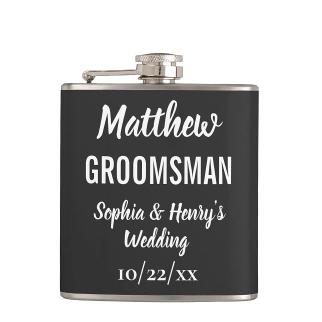 Groomsman Modern Typography Black Bröllop Fickplunta (Framsidan)
