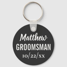 Groomsman Modern Typography Black Bröllop