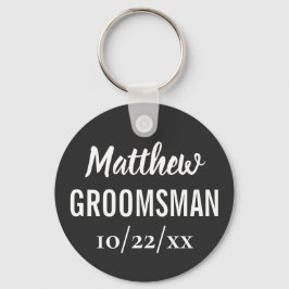 Groomsman Modern Typography Black Bröllop Nyckelring