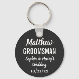 Groomsman Modern Typography Black Bröllop Nyckelring