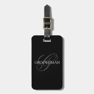Groomsman Monogram Black Grått Bagagebricka