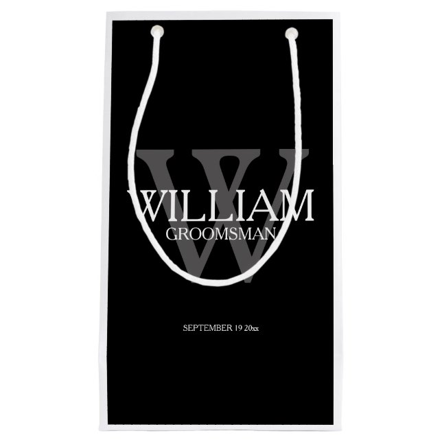Groomsman Monogram Gifts Elegant Black (Framsidan)