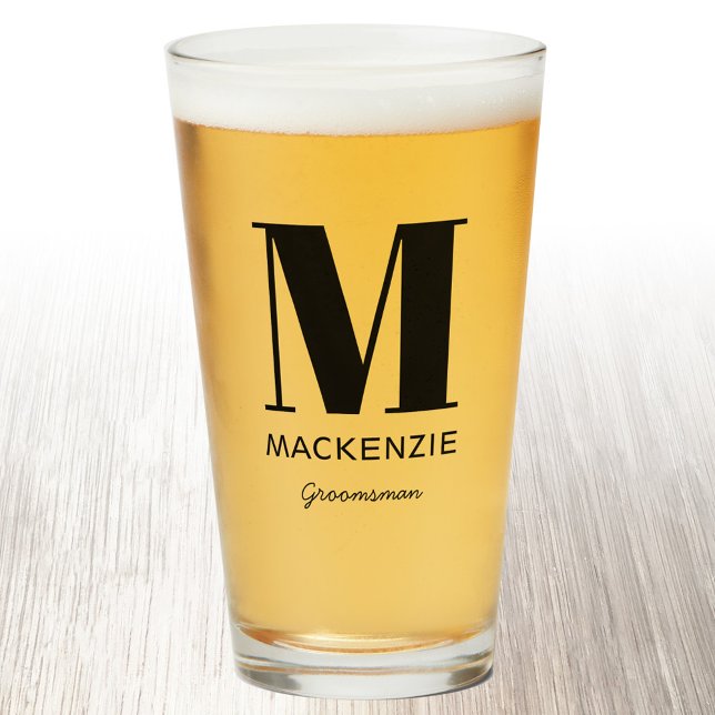 Groomsman Monogram Namn Glass Glaskopp (Monogram name personalized groomsman beer glass)