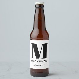 Groomsman Monogram Namn Ölflaska Etikett