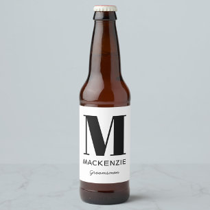 Groomsman Monogram Namn Ölflaska Etikett