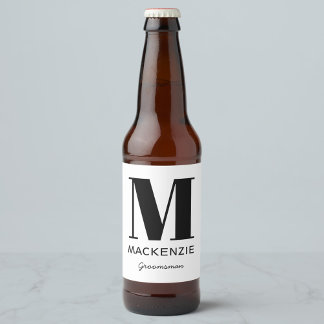 Groomsman Monogram Namn Ölflaska Etikett