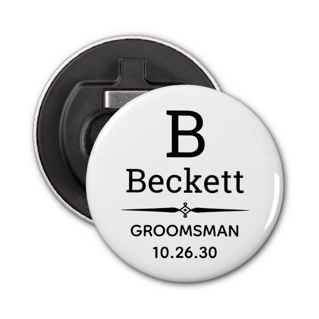 Groomsman Monogrammed Flasköppnare (Framsidan)