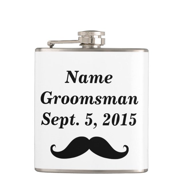 Groomsman Mustache Hat & Kostym Vinyl Wrapped Flas Fickplunta (Framsidan)
