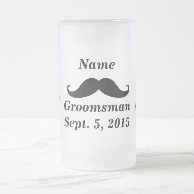 Groomsman Mustache och Top hat Frosted Glass Mugg (Center)