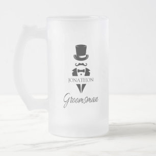 Groomsman Namn Tuxedo Top hat Frostat Ölglas
