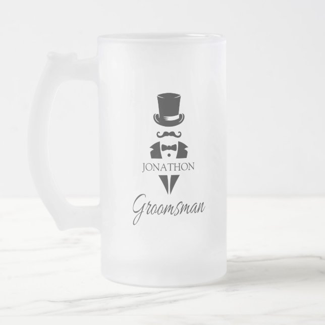 Groomsman Namn Tuxedo Top hat Frostat Ölglas (Vänster)