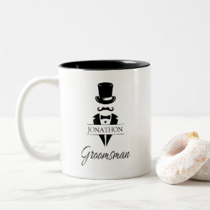 Groomsman Namn Tuxedo Top hat Två-Tonad Mugg
