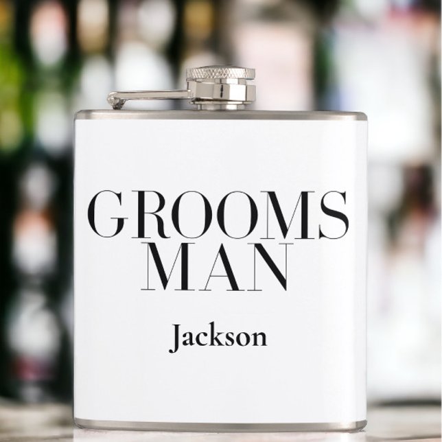 Groomsman Personlig White Black Modern Simple Fickplunta (Skapare uppladdad)