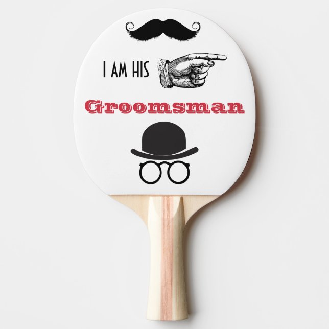 Groomsman Photo Props Hipster Mustache Beard Pingisracket (Framsidan)