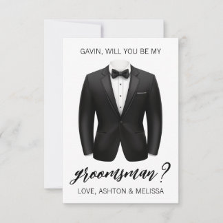 Groomsman Proposal Card, Black Tuxedo, Suit Jacket Inbjudningar