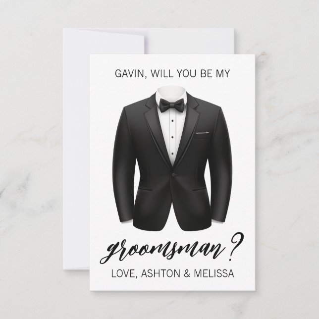Groomsman Proposal Card, Black Tuxedo, Suit Jacket Inbjudningar (Framsida)