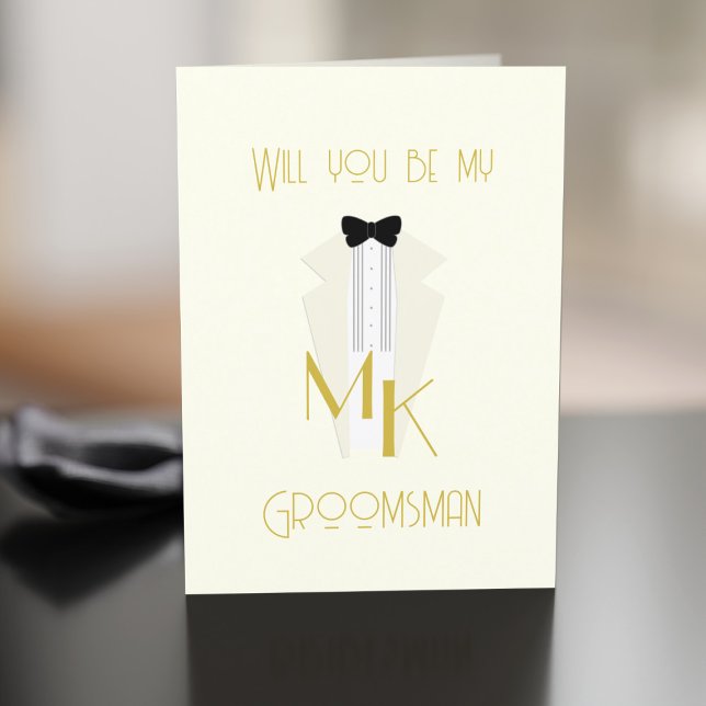 Groomsman Request Brudens sida Frieri kort (Perfect Groomsman Card if  having a 1920s style Gatsby Wedding. Just add your proposal message)