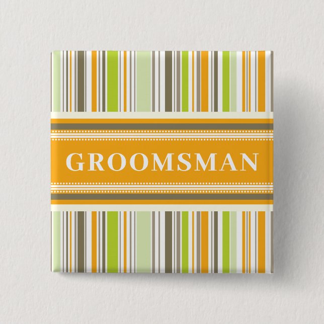 GROOMSMAN Retro Orange Mint Rand Simple Bröllop Knapp (Framsida)