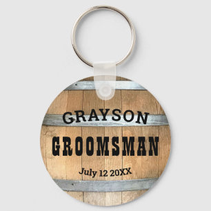 Groomsman Rustic Whiskey Barrel Keychain Nyckelring